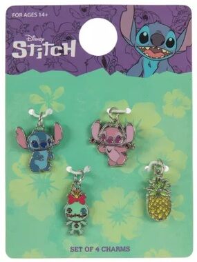 New 4 Disney Stitch Kids Charms Set - Blue & Pink Pineapple Charm